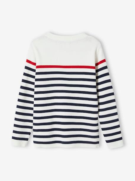 Sailor-Style Striped Jumper for Boys BROWN MEDIUM STRIPED+ecru+green+WHITE LIGHT SOLID WITH DESIGN 