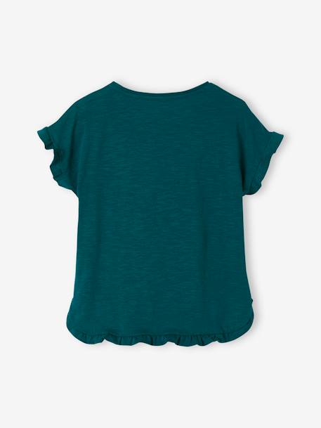 T-Shirt with Ruffle & Sequins for Girls aqua green+GREEN DARK SOLID WITH DESIGN+old rose+pale pink 