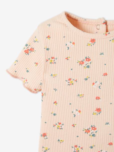 Floral T-Shirt in Rib Knit for Babies PINK LIGHT ALL OVER PRINTED 