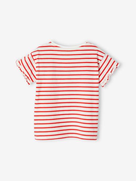 Striped T-Shirt, Sequinned Heart, for Girls navy blue+striped blue+WHITE MEDIUM STRIPED 