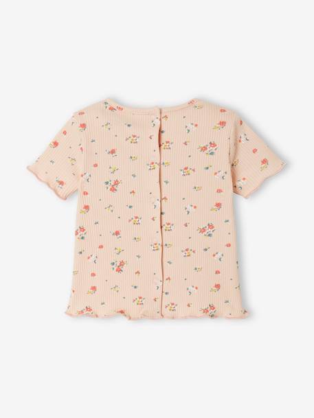 Floral T-Shirt in Rib Knit for Babies PINK LIGHT ALL OVER PRINTED 