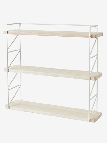 Metal & Wood 3-Level Shelving System Green+WHITE LIGHT SOLID 