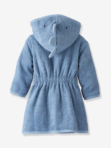 Little Dino Bathrobe for Babies BLUE DARK SOLID 