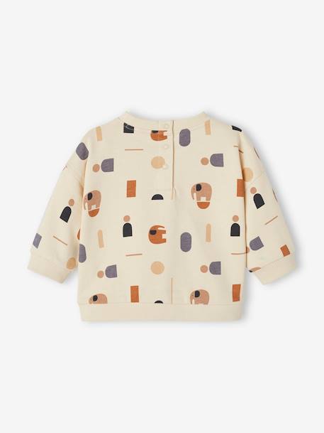 Fleece Sweatshirt for Babies BEIGE LIGHT ALL OVER PRINTED 