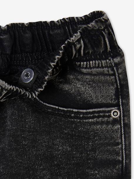 Bermuda Shorts in Denim Effect Fleece, for Boys BLACK DARK SOLID 