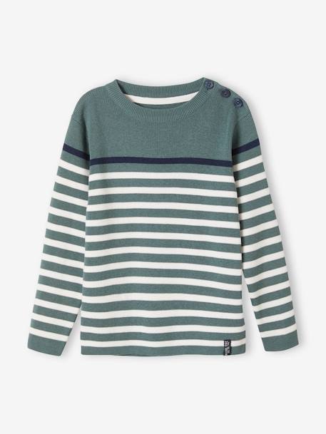 Sailor-Style Striped Jumper for Boys BROWN MEDIUM STRIPED+ecru+green+GREEN MEDIUM SOLID WITH DESIG 