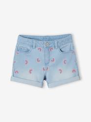 -Embroidered Denim Shorts for Girls