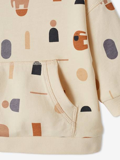 Fleece Sweatshirt for Babies BEIGE LIGHT ALL OVER PRINTED 