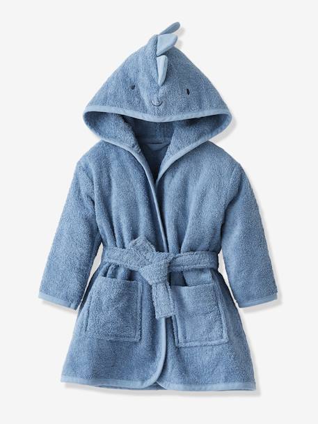 Little Dino Bathrobe for Babies BLUE DARK SOLID 