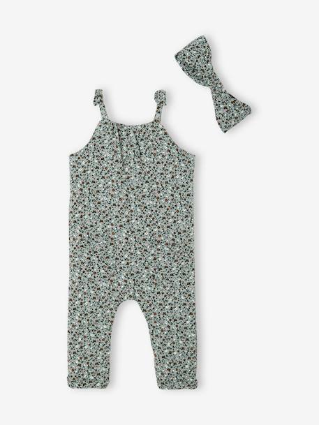 Cosmic Print Stretch Denim Jumpsuit Blue