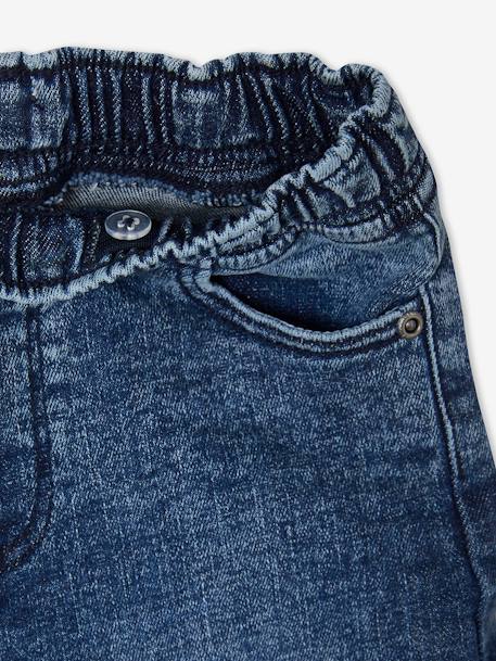 Bermuda Shorts in Denim Effect Fleece, for Boys BLACK DARK SOLID+BLUE DARK WASCHED 