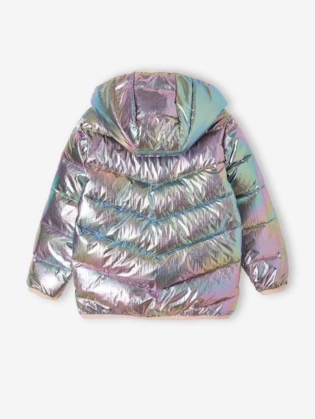 Lightweight Jacket with Shiny Iridescent Effect, for Girls ecru+GREY LIGHT METALLIZED 