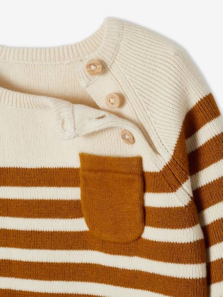 Sailor-Type Jumper for Babies BROWN MEDIUM STRIPED+Dark Blue Stripes+White Stripes 