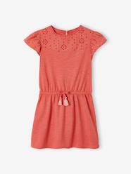 Girls-Dress with Details in Broderie Anglaise for Girls