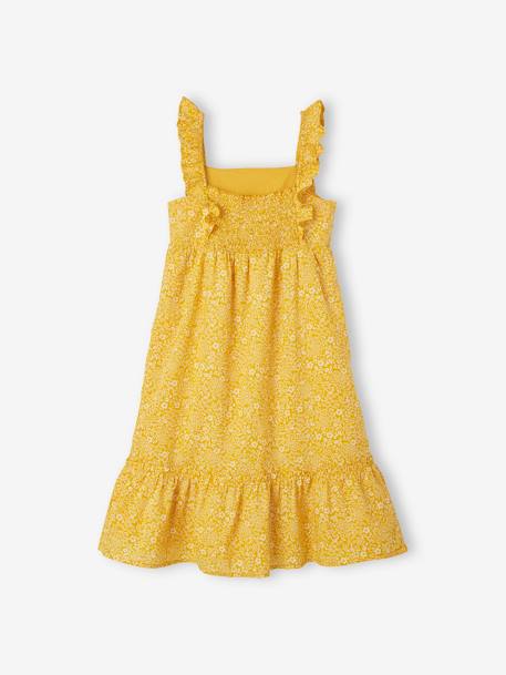 Long Dress with Ruffled Straps for Girls WHITE LIGHT ALL OVER PRINTED+WHITE MEDIUM ALL OVER PRINTED+YELLOW DARK ALL OVER PRINTED 