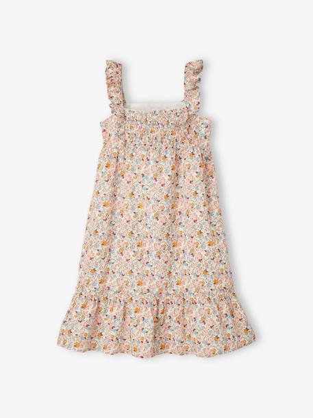 Long Dress with Ruffled Straps for Girls WHITE LIGHT ALL OVER PRINTED+WHITE MEDIUM ALL OVER PRINTED+YELLOW DARK ALL OVER PRINTED 