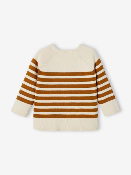 Sailor-Type Jumper for Babies BROWN MEDIUM STRIPED+Dark Blue Stripes+White Stripes 