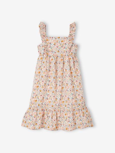 Long Dress with Ruffled Straps for Girls WHITE LIGHT ALL OVER PRINTED+WHITE MEDIUM ALL OVER PRINTED+YELLOW DARK ALL OVER PRINTED 