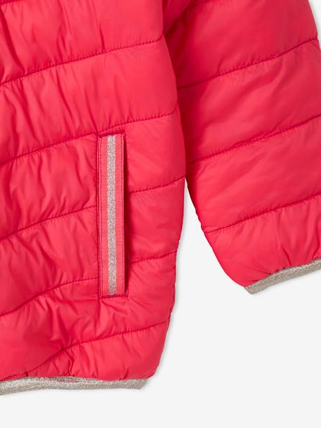 Reversible Lightweight Padded Jacket with Padding in Recycled Polyester, for Girls 6306+GREY DARK ALL OVER PRINTED+night blue+PINK BRIGHT ALL OVER PRINTED 