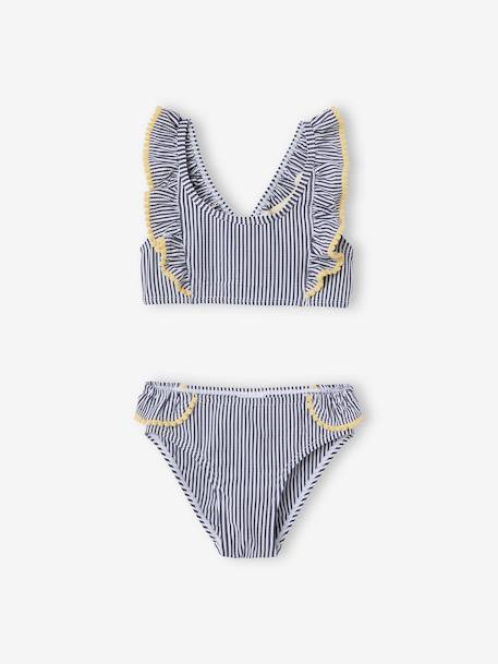 Striped Bikini for Girls BLUE DARK STRIPED 