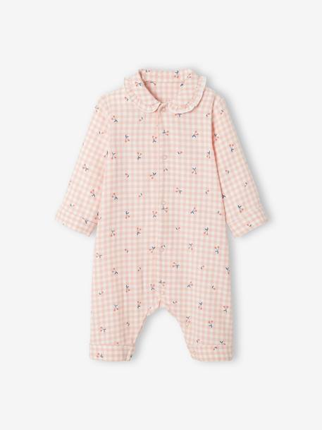 Cotton Flannel Sleepsuit for Babies PINK MEDIUM CHECKS 