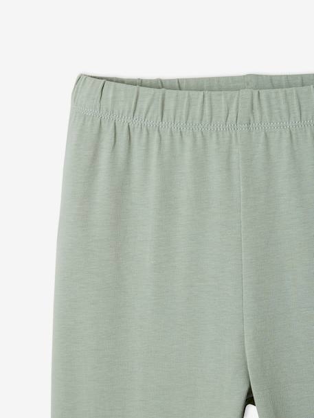 Mid-Calf Leggings for Girls GREEN LIGHT SOLID+rosy+White 