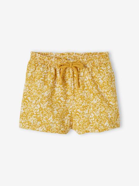 Jersey Knit Shorts, for Baby Girls White/Print+YELLOW MEDIUM ALL OVER PRINTED 