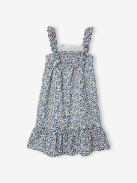 Long Dress with Ruffled Straps for Girls WHITE LIGHT ALL OVER PRINTED+WHITE MEDIUM ALL OVER PRINTED+YELLOW DARK ALL OVER PRINTED 