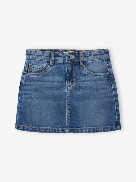 A-line Denim Skirt, for Girls BLUE DARK WASCHED+BLUE MEDIUM WASCHED 