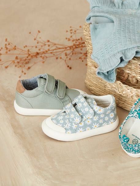 Touch-Fastening Trainers in Canvas for Baby Girls BLUE LIGHT ALL OVER PRINTED+printed pink+printed violet+White 