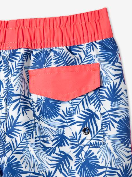 Swim Shorts with Foliage Print, for Boys BLUE MEDIUM ALL OVER PRINTED 