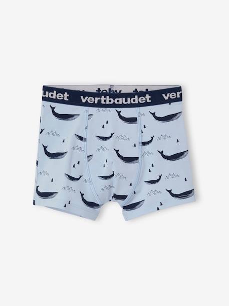 Pack of 5 Stretch Whale Boxer Shorts for Boys BLUE LIGHT ALL OVER PRINTED 