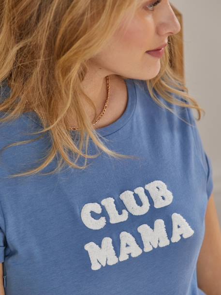 T-Shirt with Message, in Organic Cotton, Maternity & Nursing Special BLUE MEDIUM SOLID WITH DESIGN+GREY DARK SOLID WITH DESIGN 