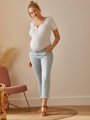Maternity-Jeans-7/8 Straight Leg Jeans with Seamless Belly Band for Maternity