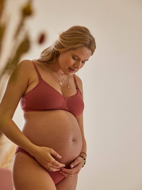 Pack of 2 Bras in Stretch Cotton, Maternity & Nursing Special BEIGE LIGHT SOLID+BLACK DARK SOLID 