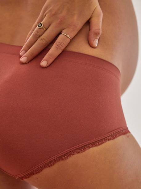 Pack of 2 Seamless Briefs in Microfibre for Maternity beige+PINK LIGHT SOLID 