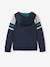 Sports Jacket with Zip & Hood, for Boys BLUE DARK SOLID WITH DESIGN 