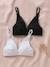 Pack of 2 Cotton Triangle Bras, Nursing Special BEIGE LIGHT SOLID+BLACK DARK SOLID 