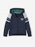 Sports Jacket with Zip & Hood, for Boys BLUE DARK SOLID WITH DESIGN 