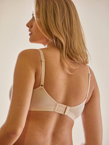 Pack of 2 Bras in Stretch Cotton, Maternity & Nursing Special BEIGE LIGHT SOLID+BLACK DARK SOLID 