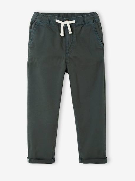 Chino Trousers, Easy to Slip On, for Boys BLUE DARK SOLID WITH DESIGN+GREEN MEDIUM SOLID WITH DESIG 