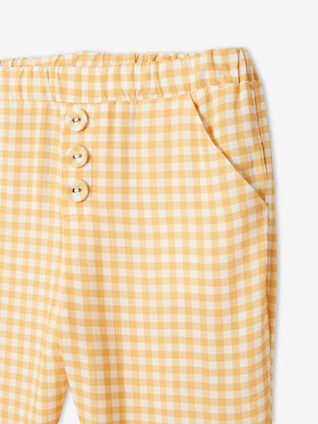 Cropped Fluid Trousers with Print, for Girls YELLOW LIGHT CHECKS 