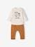 Top & Fleece Trouser Combo for Babies BROWN MEDIUM SOLID+indigo 