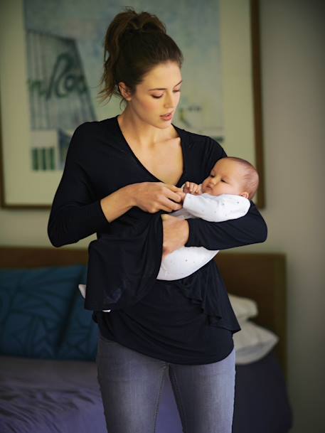 Maternity & Nursing Cross-Over T-Shirt Black 