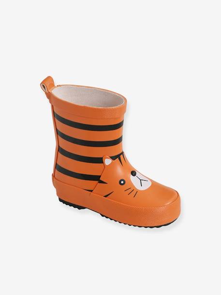 Wellies in Natural Rubber, for Baby Boys ORANGE MEDIUM ALL OVER PRINTED 