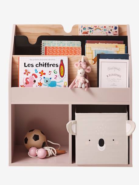 Storage Unit with 2 Cubbyholes + Bookcase, School PINK MEDIUM SOLID+White 