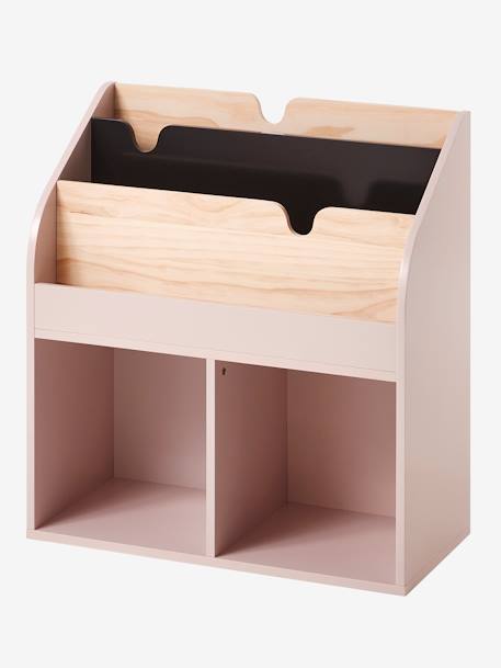 Storage Unit with 2 Cubbyholes + Bookcase, School PINK MEDIUM SOLID+White 