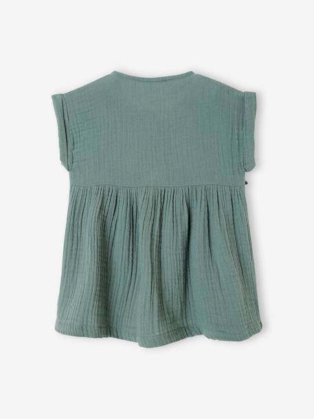 Dress in Cotton Gauze for Babies GREEN MEDIUM SOLID 