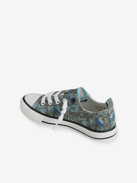 Fabric Trainers with Elastic, for Boys BLUE DARK SOLID+GREEN LIGHT ALL OVER PRINTED+RED MEDIUM SOLID 