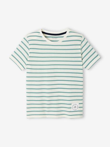 Short-Sleeved Sailor-Style T-Shirt for Boys azure+BLUE BRIGHT STRIPED+GREEN MEDIUM STRIPED+striped red+striped yellow 